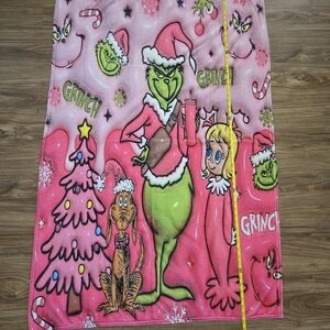 Source Unknown Grinch Pink and Green Blanket
